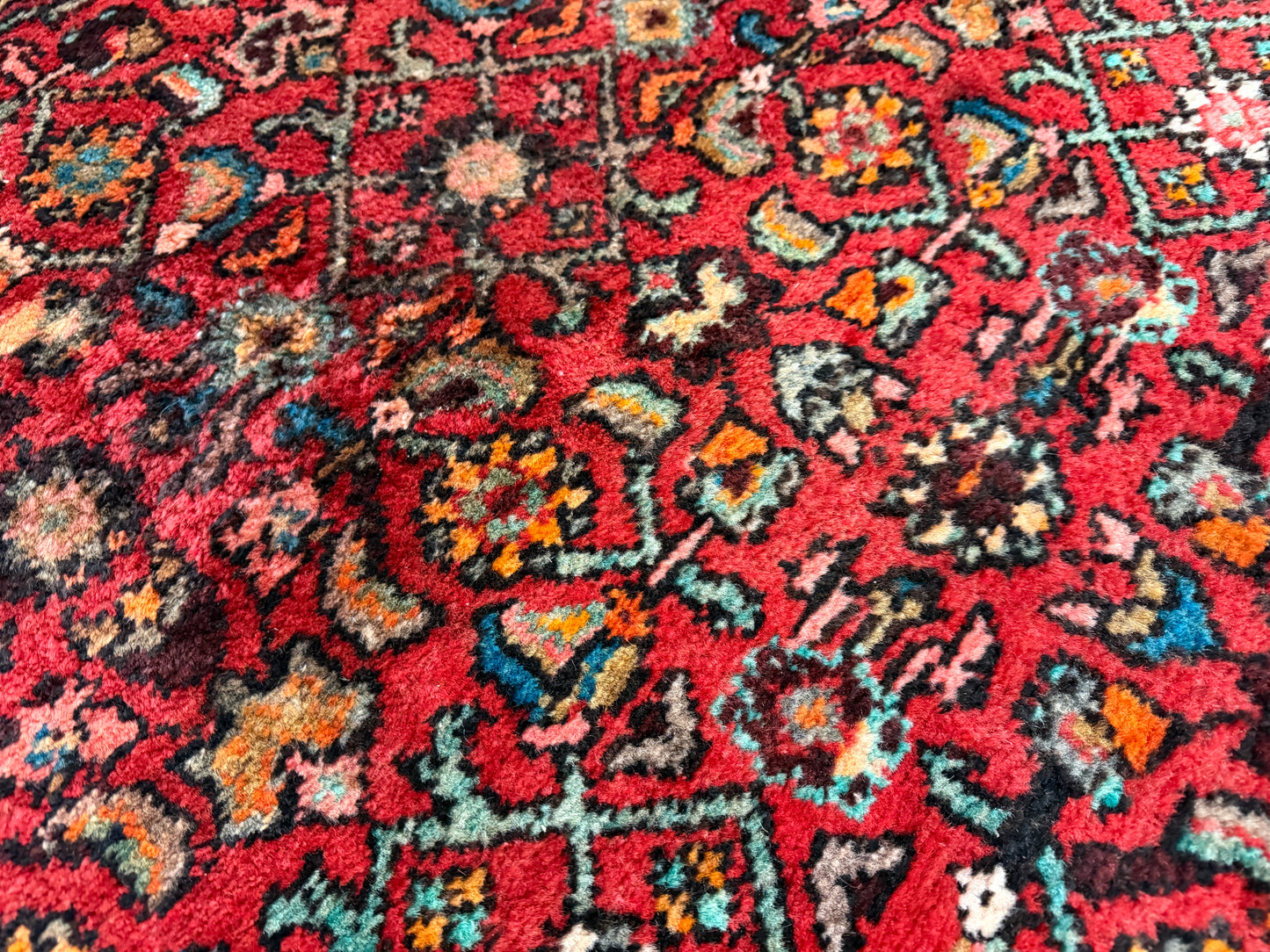 4’10”x10’3” Vintage Hand-Knotted Wool Hamadan Persian Rug 4x10 Red Handmade Tribal Carpet