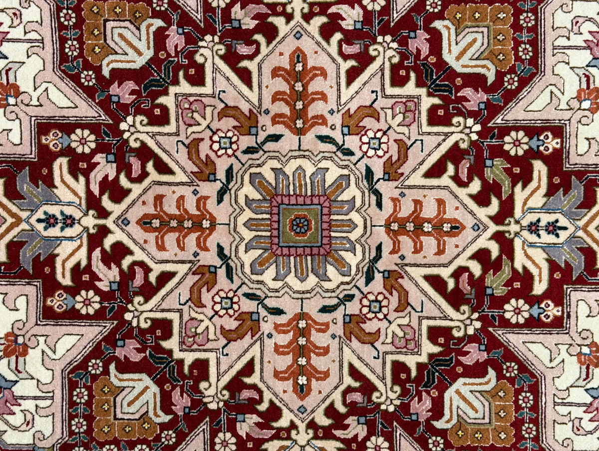 Hand-Knotted 60 Raj Persian Tabriz Heriz Rug - 6'8"x10'