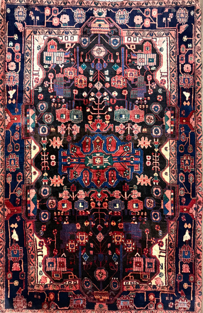 5’6”x8’6” Vintage Hand-Knotted Wool Nahavand Persian Rug 5x8 Handmade Tribal Carpet
