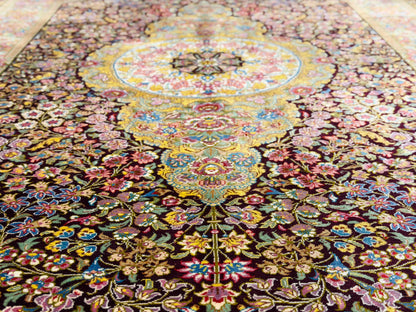 Hand-Knotted Silk Persian Qum Rug - Signed Moghaddammanesh - 3’4”x5’