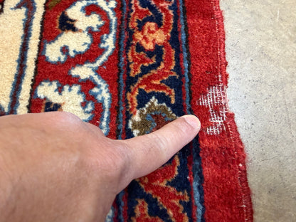 10’2”x14’2” Very Fine Vintage Hand-Knotted Wool Isfahan Persian Rug 10x14 Red All-Over Handmade Carpet