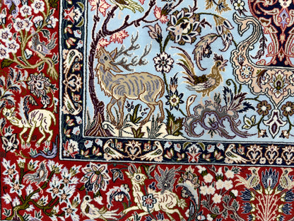 Hand-Knotted Pictorial Persian Isfahan Rug - 3’7”x5’7”