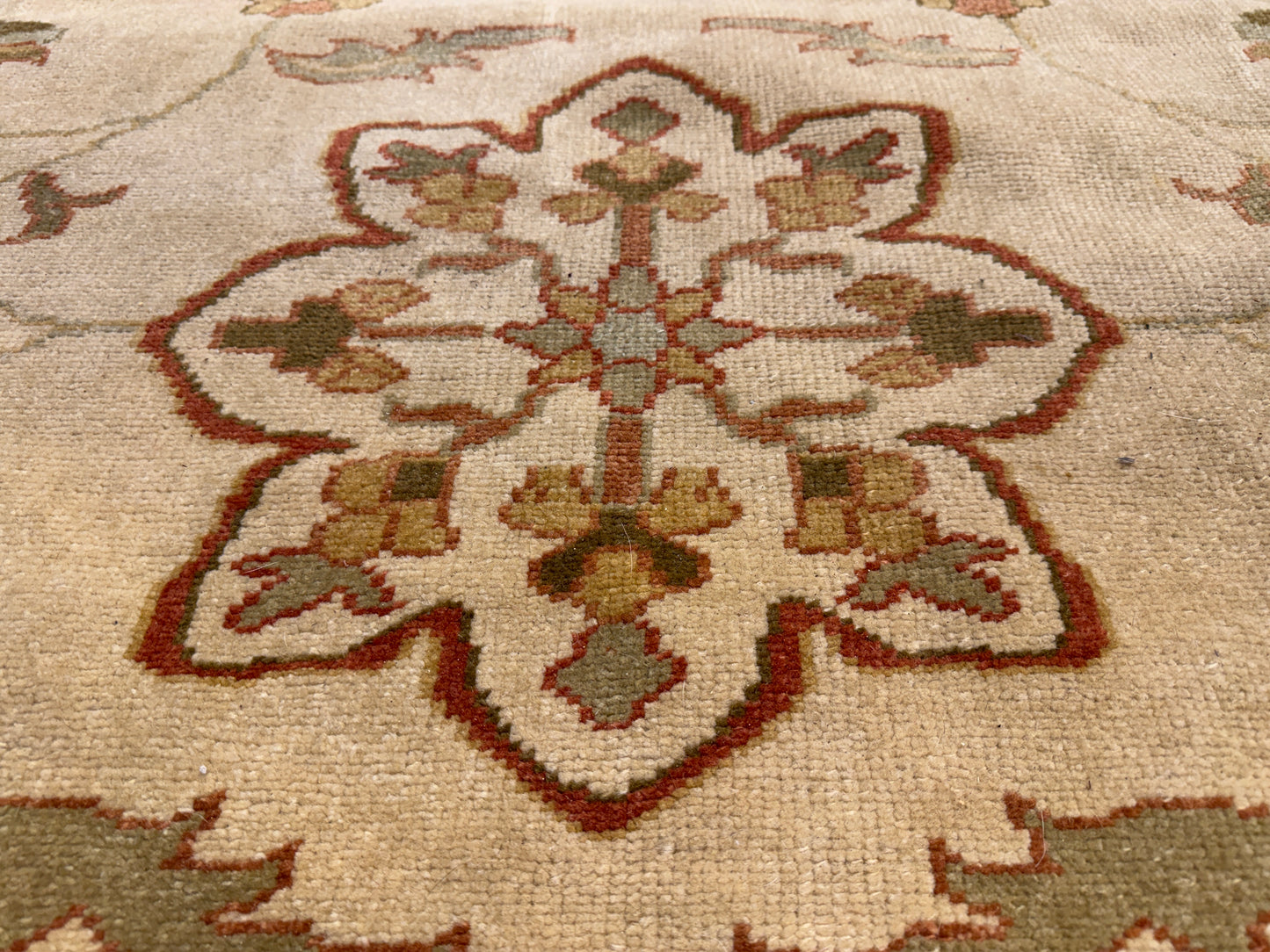 13’1”x16’2” Hand-Knotted Wool Oushak Area Rug Handmade All-over Carpet