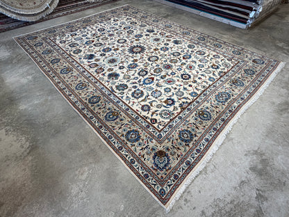 9’9”x13’1” Antique Hand-Knotted Persian Kashan All-over Signed Sanaee Area Rug