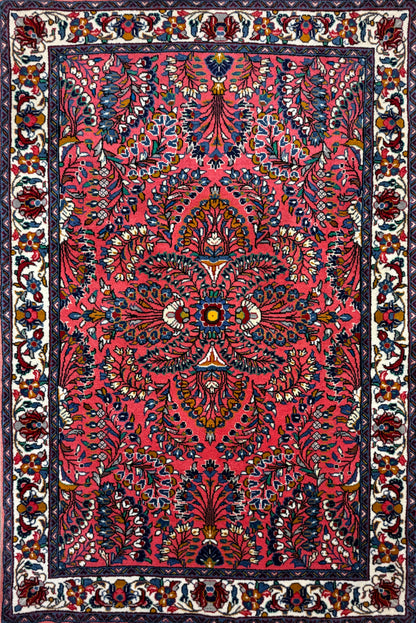 Hand-Knotted Persian Sarouk Rug - 3’8”x5’2”