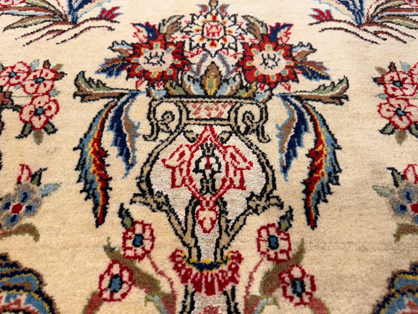 Hand-Knotted Antique Persian Qum Rug - 4’6”x7’2”