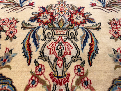 Hand-Knotted Antique Persian Qum Rug - 4’6”x7’2”