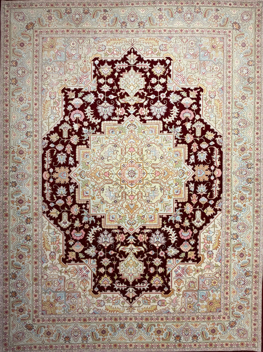 Hand-Knotted 60 Raj Persian Tabriz Rug - 5'x7'1"