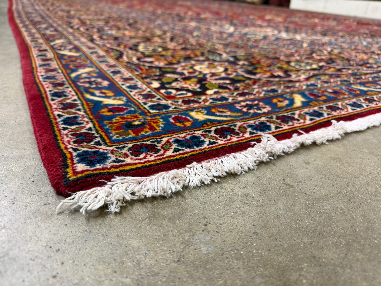 11’4”x16’2” Hand-Knotted Very Fine Kork Wool Persian Kashan Signed Area Rug Handmade