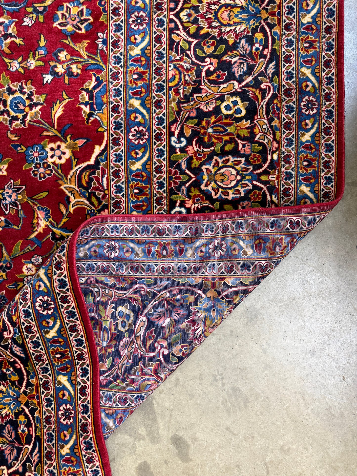 11’4”x16’2” Hand-Knotted Very Fine Kork Wool Persian Kashan Signed Area Rug Handmade