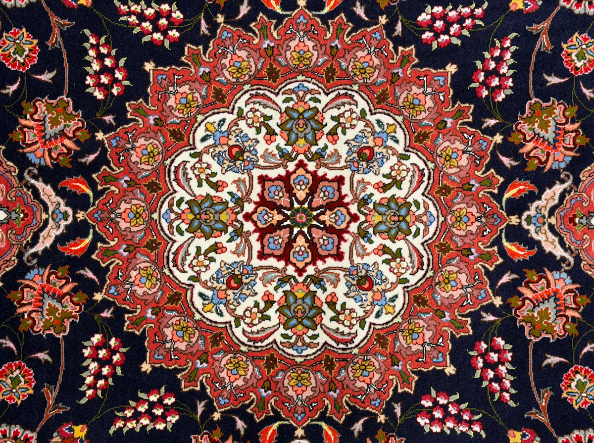 Hand-Knotted 60 Raj Persian Tabriz Rug - 6'5"x6'7"