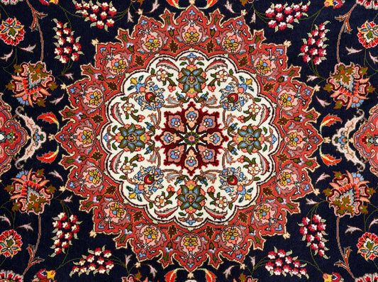 Hand-Knotted 60 Raj Persian Tabriz Rug - 6'5"x6'7"