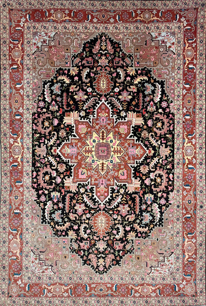 Hand-Knotted 60 Raj Persian Tabriz Heriz Rug - 6'6"x9'6"
