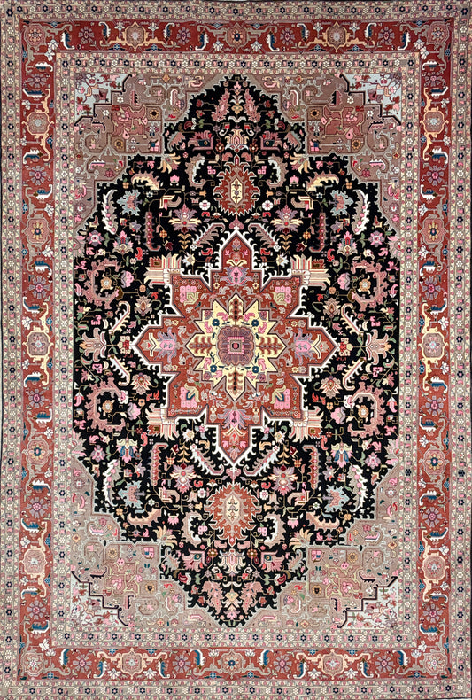 Hand-Knotted 60 Raj Persian Tabriz Heriz Rug - 6'6"x9'6"