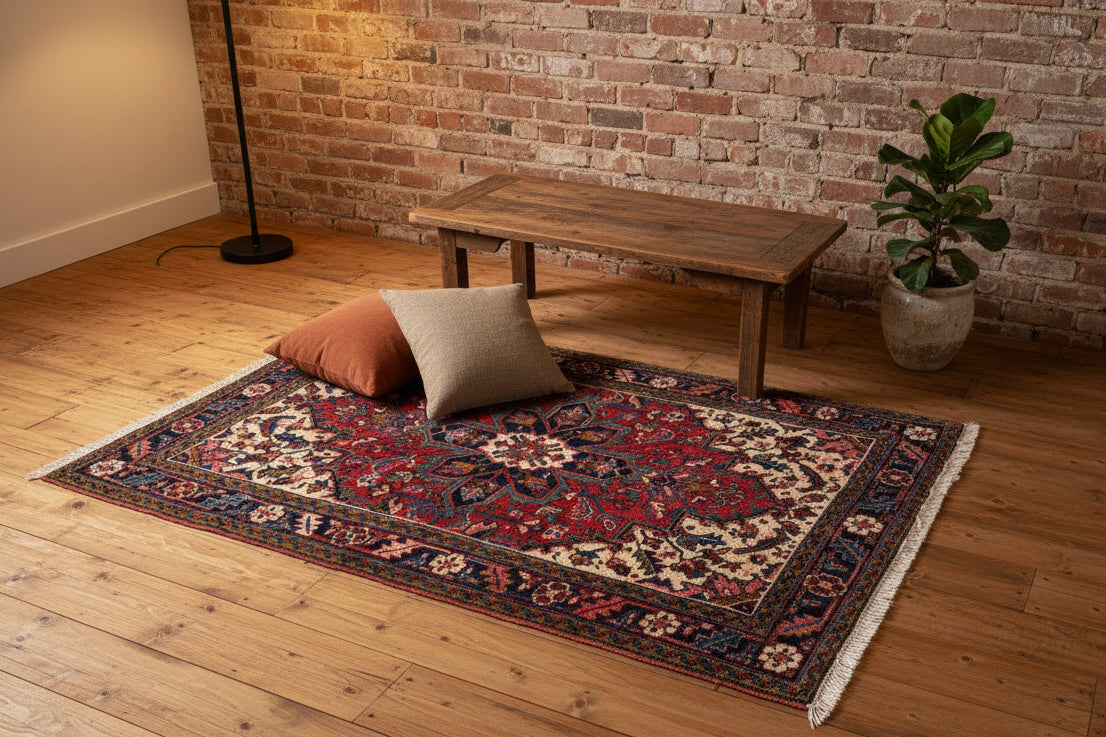 Hand-Knotted Persian Heriz Rug - 3’4”x4’6”