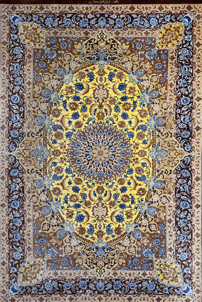 Hand-Knotted Silk Persian Qum Rug - Signed Ahmadi - 3’3”x4’10”