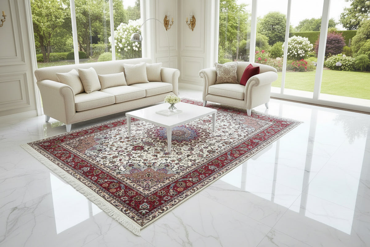 Hand-Knotted 50 Raj Persian Tabriz Rug - 6'9"x9'9"