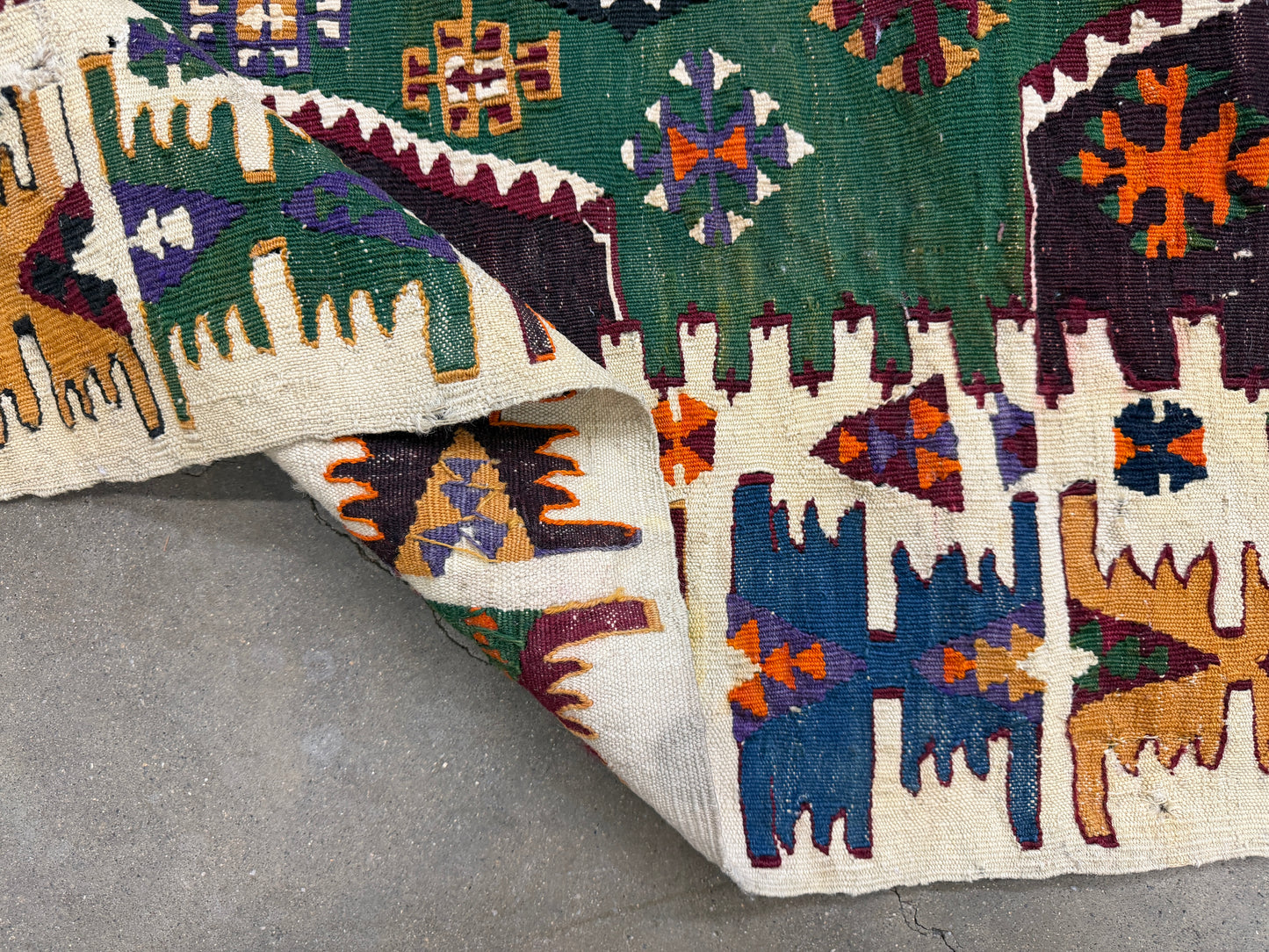 2’9”x14’10” Antique Hand-Woven Wool Flatweave Kilim Runner 2x14 Handmade Tribal Rug