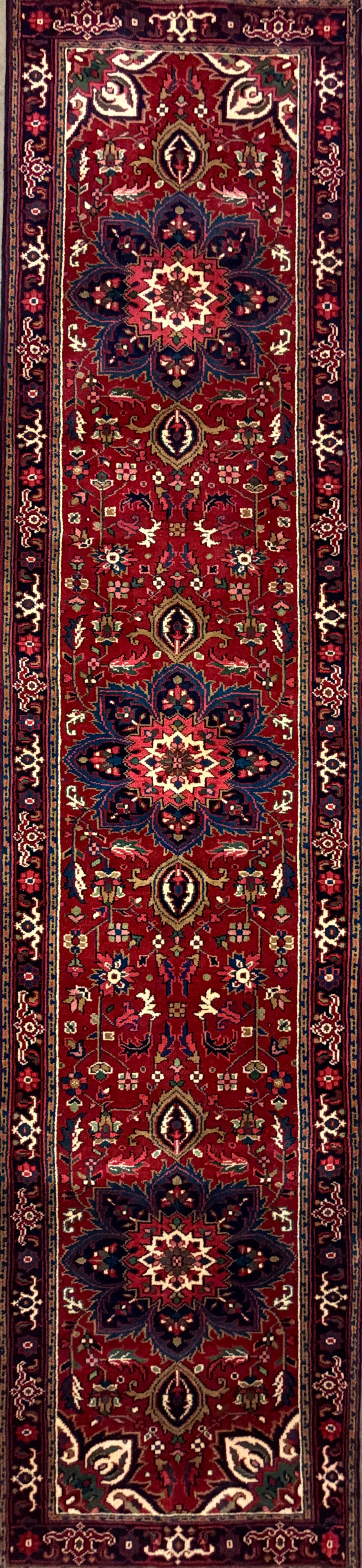 3’x13’ Hand-Knotted Wool Heriz Oriental Runner 3x13 Handmade Red Rug
