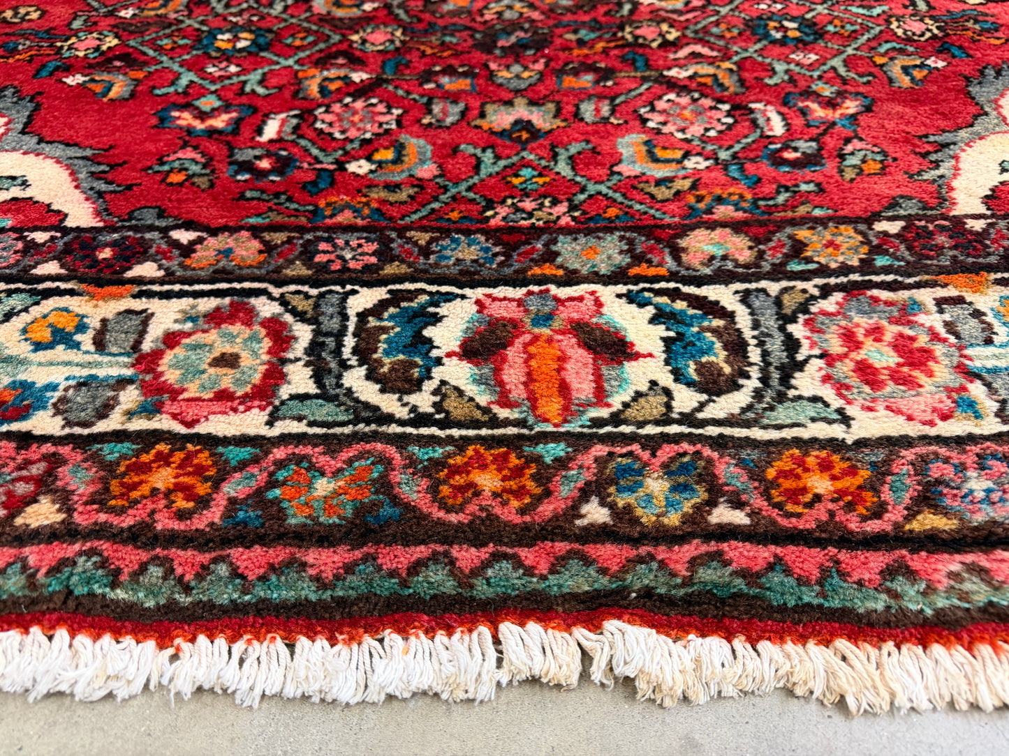 4’10”x10’3” Vintage Hand-Knotted Wool Hamadan Persian Rug 4x10 Red Handmade Tribal Carpet