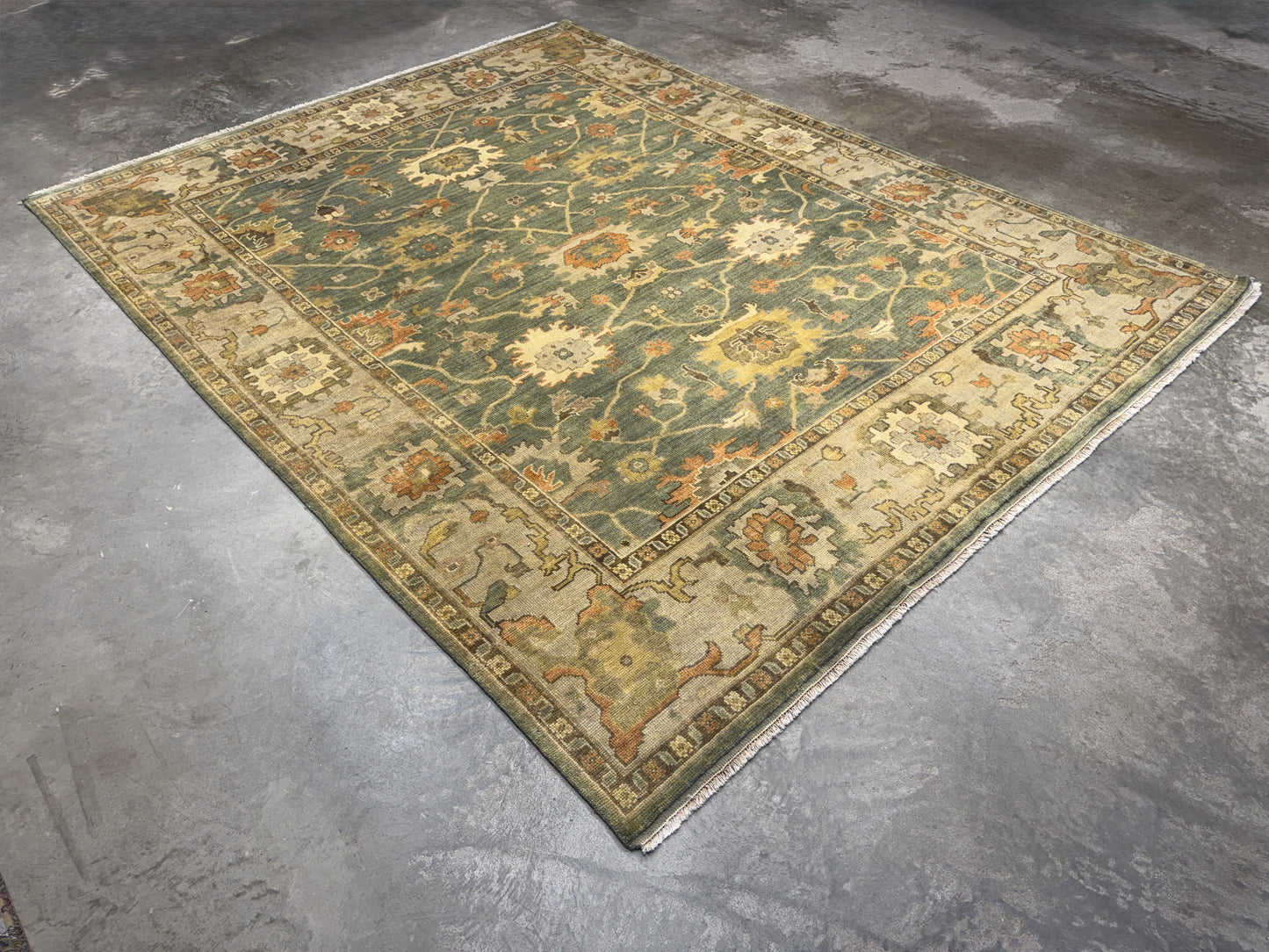 8’x10’ Hand-Knotted Wool Oushak Area Rug