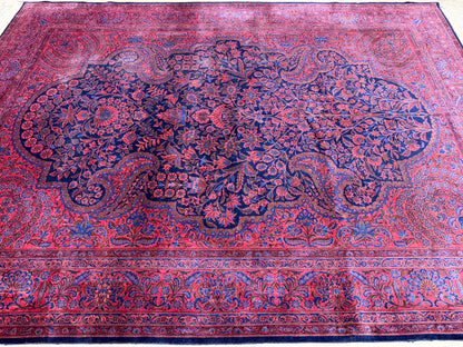 Antique Hand-Knotted Persian Kashan Rug - Signed Tavoschian - 8'6"x12'