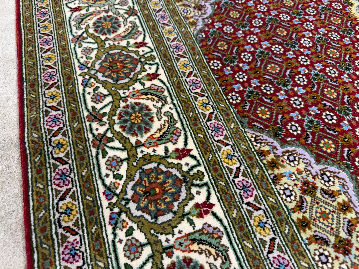 Hand-Knotted Persian Tabriz Mahi Rug - 5'x6'8"
