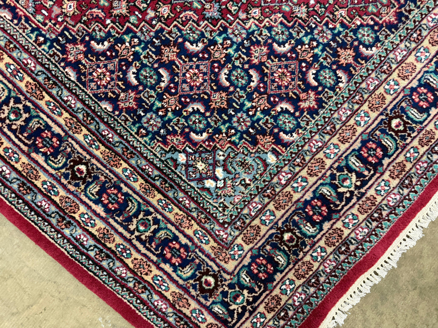 6’x9’ Fine Hand-Knotted Wool IndoBidjar Persian Rug 6x9 Burgundy All-Over Handmade Carpet