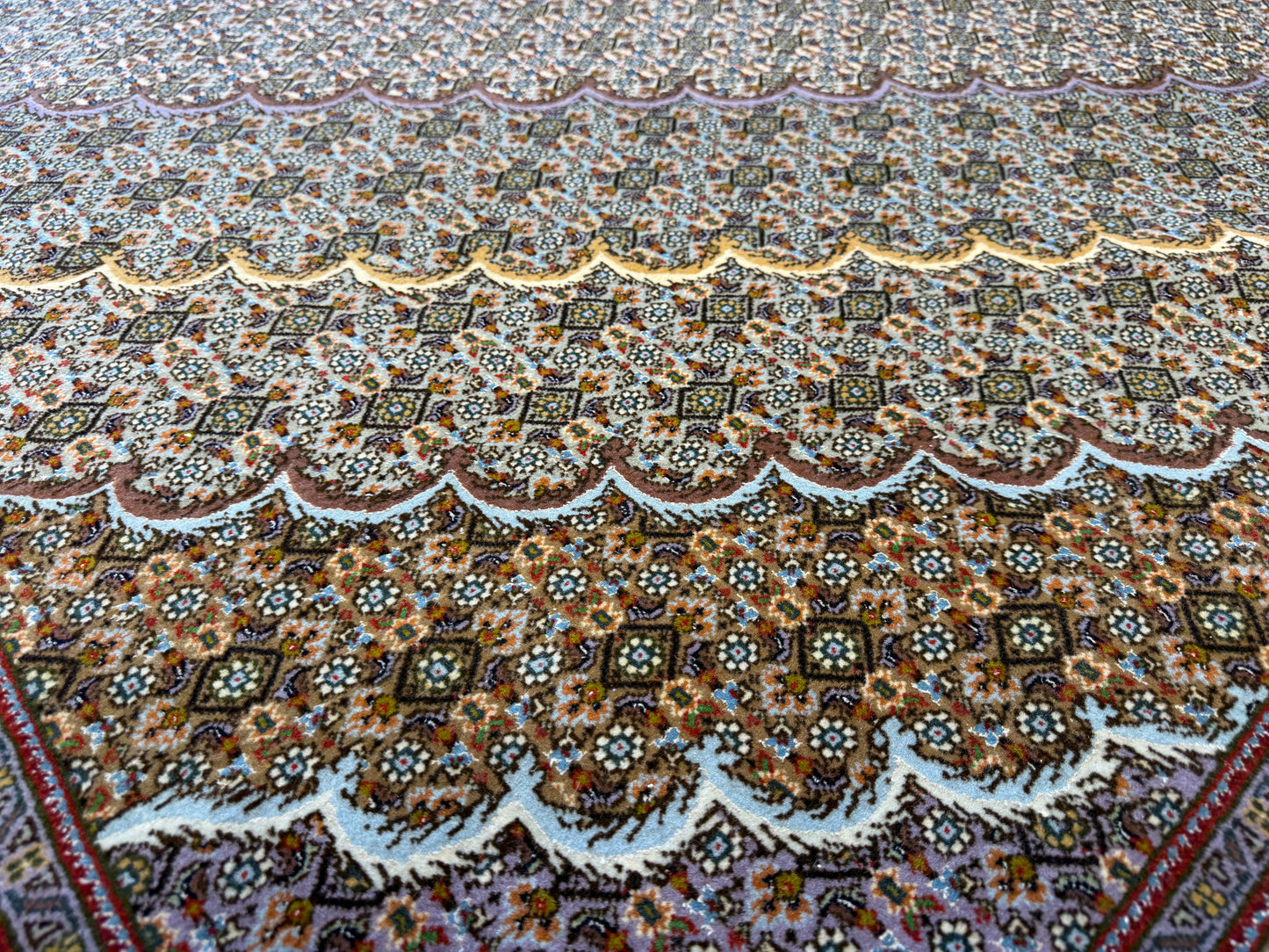10’x13’2” Very Fine Hand-Knotted Persian Tabriz Mahi Area Rug