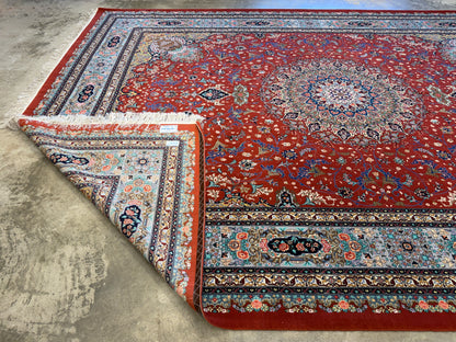 9’8”x13’3” Very Fine Hand-Knotted Persian Tabriz 80 Raj Signed Emad Fakher Area Rug