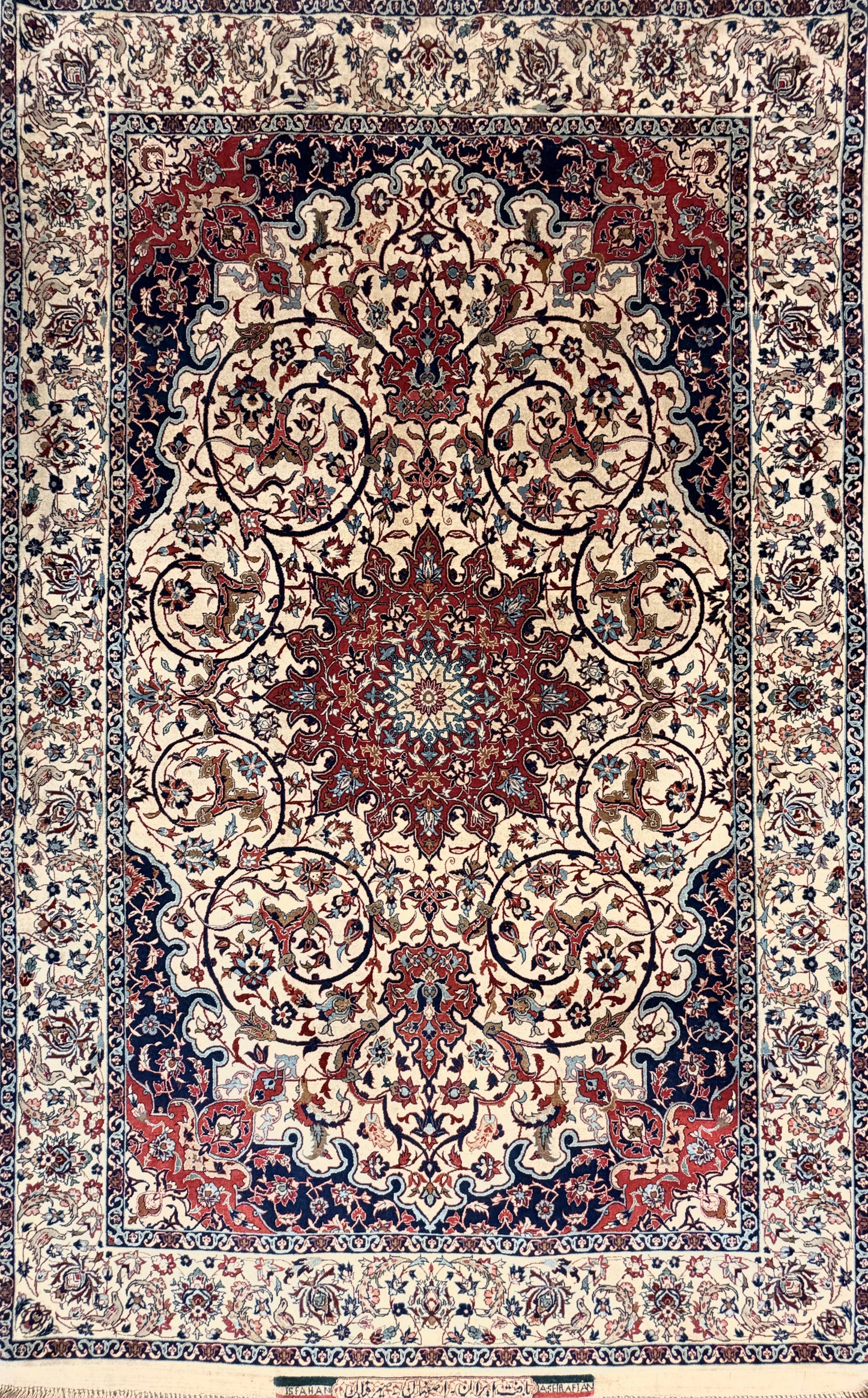 Hand-Knotted Persian Isfahan Rug - Signed Seirafian - 3’7”x5’9”