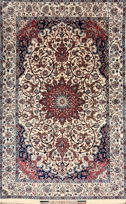 Hand-Knotted Persian Isfahan Rug - Signed Seirafian - 3’7”x5’9”