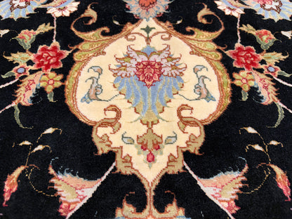 10’ Diameter Very Fine Hand-Knotted Wool & Silk Round Tabriz Persian Rug - 10x10 Handmade Carpet