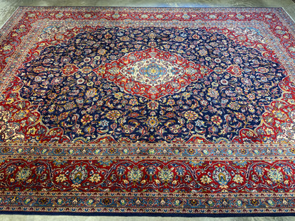 Hand-Knotted Persian Kashan Rug - 9’7”x13’3”
