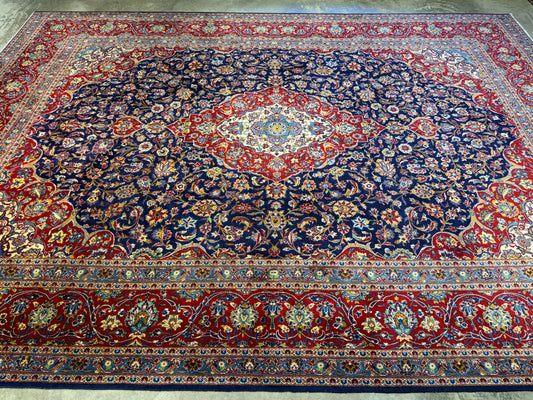 Hand-Knotted Persian Kashan Rug - 9’7”x13’3”