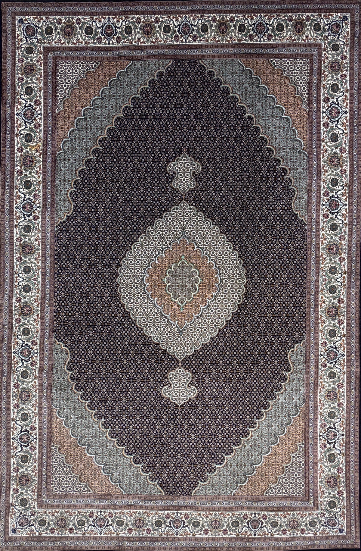 Hand-Knotted Persian Tabriz Mahi Rug - 6'8"x10'