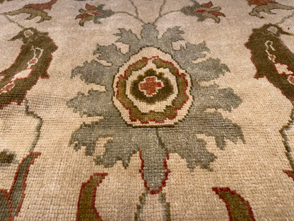 13’1”x16’2” Hand-Knotted Wool Oushak Area Rug Handmade All-over Carpet