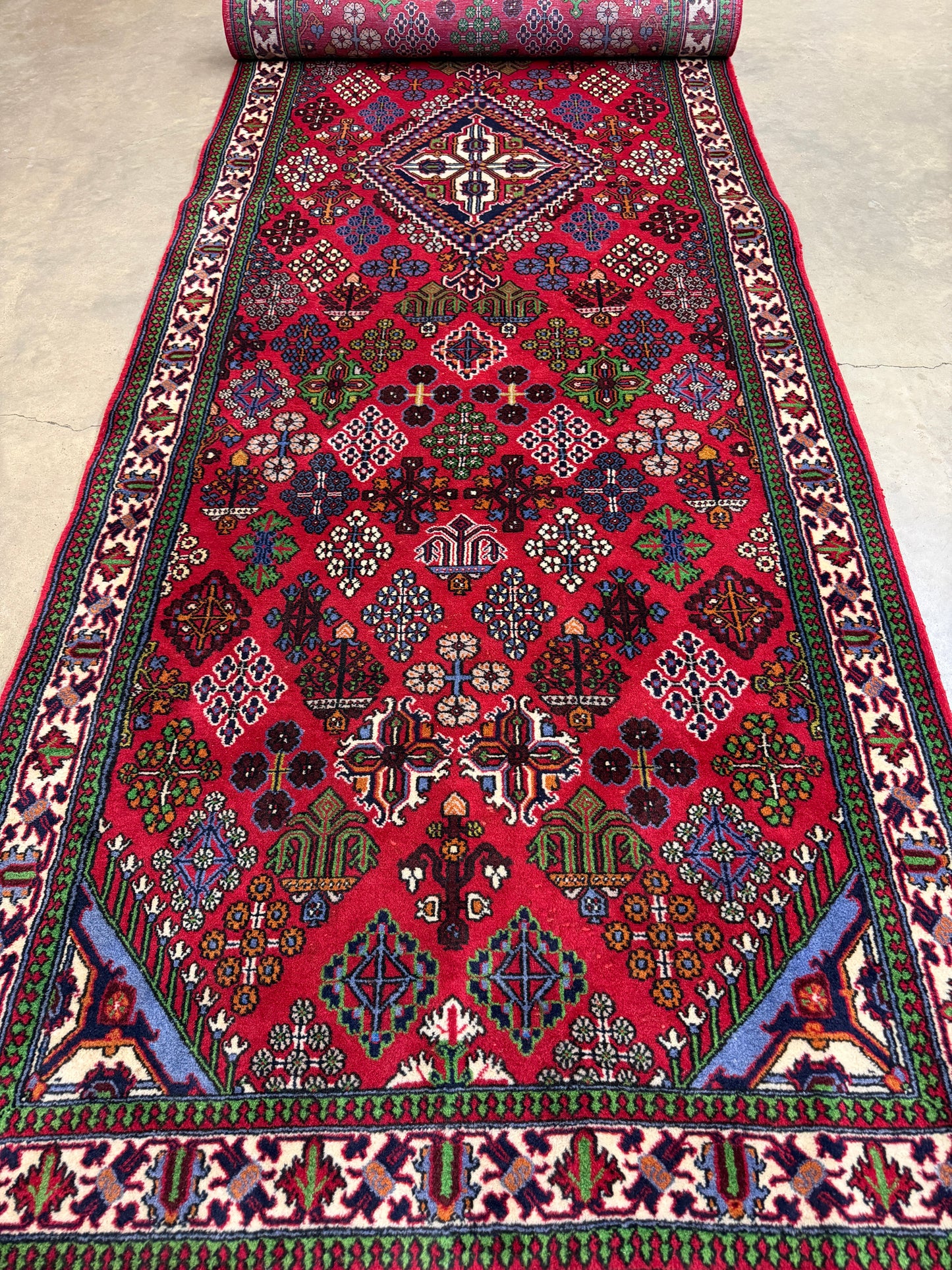 4’2”x13’3” Hand-Knotted Wool Joshaghan Persian Runner 4x13 Handmade Red Carpet