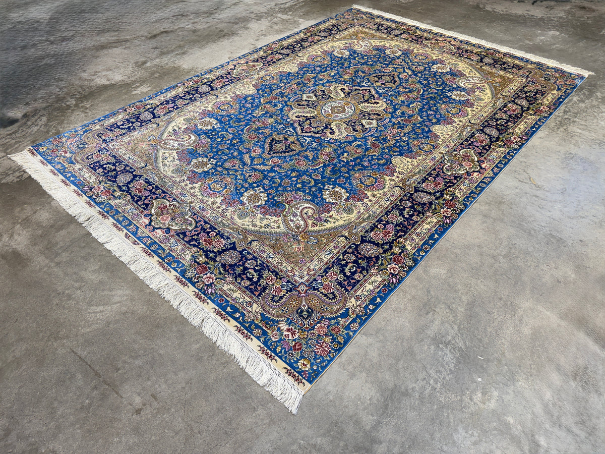 Hand-Knotted 100% Silk SinoPersian Rug - 6'x9'