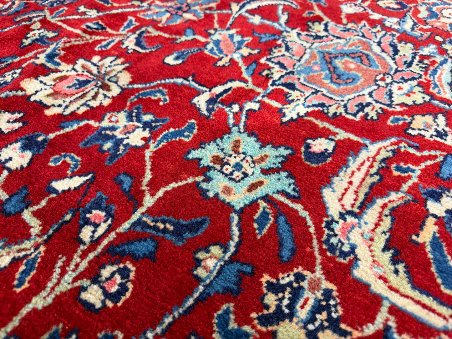 8’4”x12’8” Hand-Knotted Wool Sarouk Persian Rug 8x12 Red Handmade Carpet