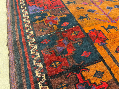 Hand-Knotted Persian Baluchi Rug - 3’10”x9’