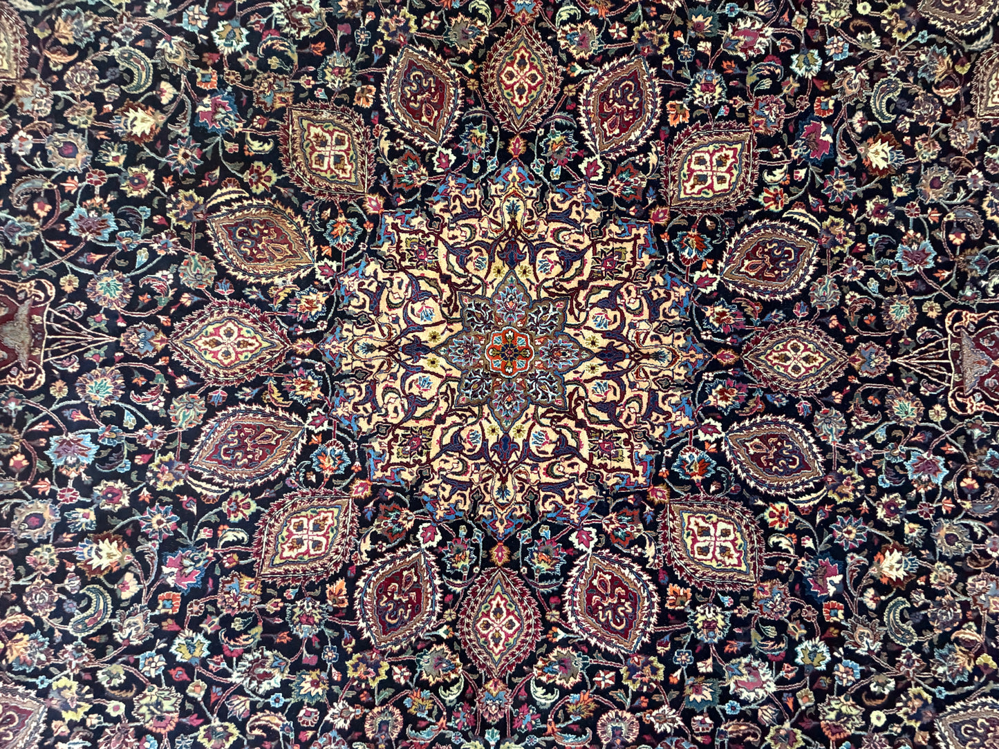 9’9”x13’2” Hand-Knotted Very Fine Antique Wool Persian Mashad Signed Saber Area Rug