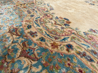 9’8”x19’ Antique Hand-Knotted Wool Persian Kerman Area Rug
