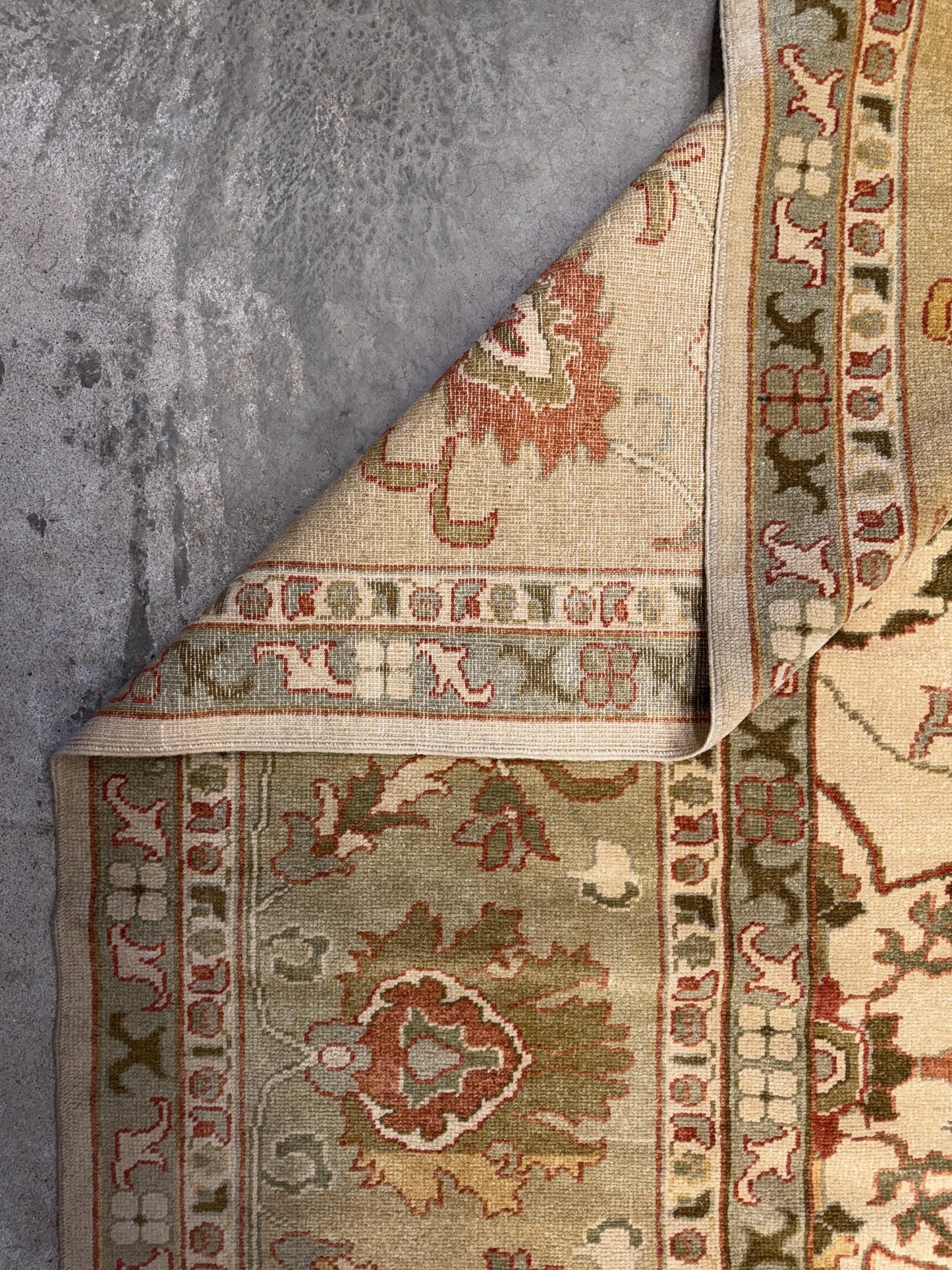 13’1”x16’2” Hand-Knotted Wool Oushak Area Rug Handmade All-over Carpet