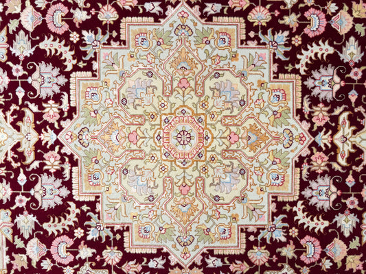 Hand-Knotted 60 Raj Persian Tabriz Rug - 5'x7'1"