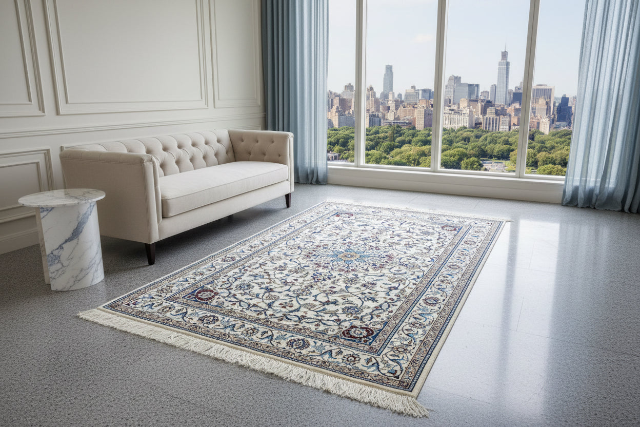 Hand-Knotted 6 La Persian Nain Rug - 5’5”x9’1”