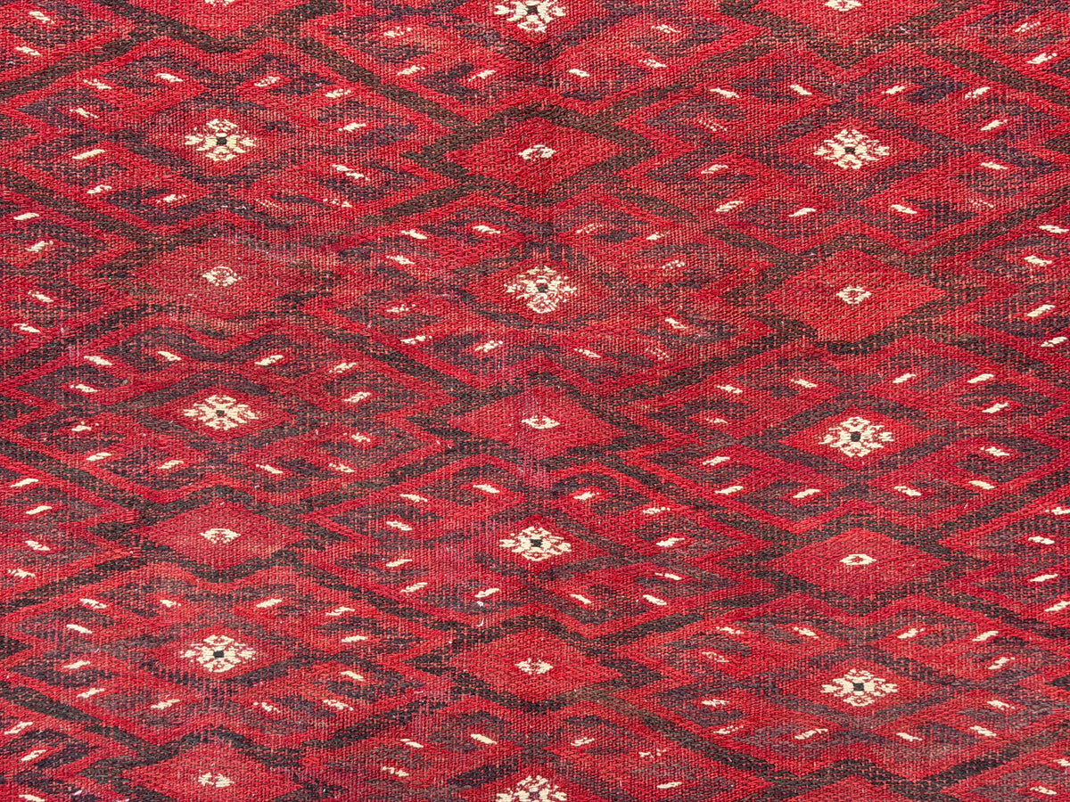 Antique Flatweave Turkaman Rug - 6’9”x13’