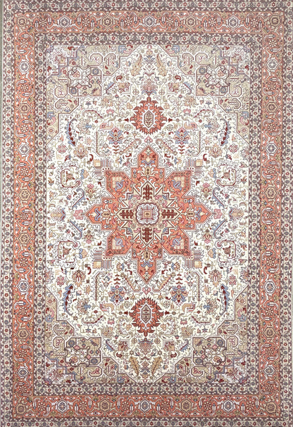 Hand-Knotted 60 Raj Persian Tabriz Heriz Rug - 6'7"x9'10"