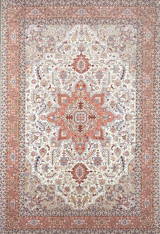 Hand-Knotted 60 Raj Persian Tabriz Heriz Rug - 6'7"x9'10"