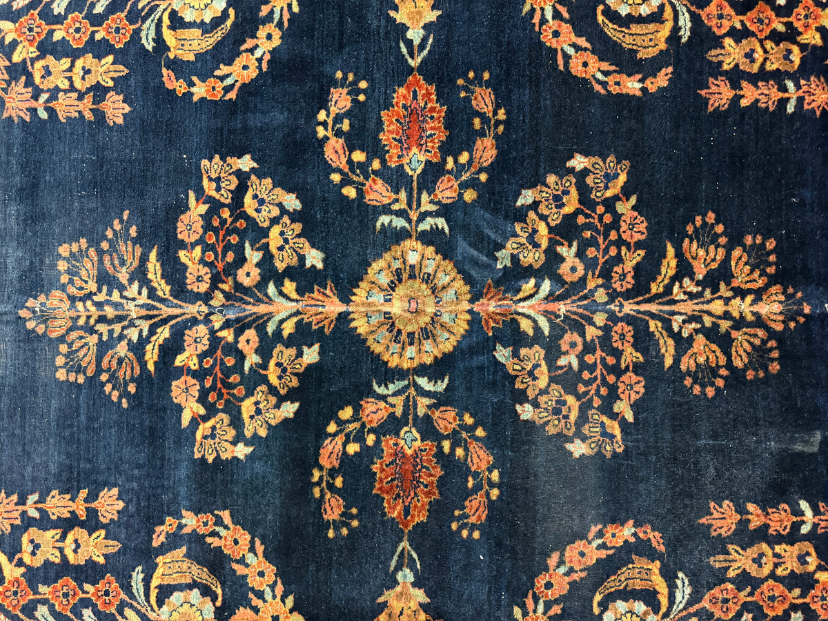 Hand-Knotted Antique Persian Sarouk Rug - 7’9”x9’10”